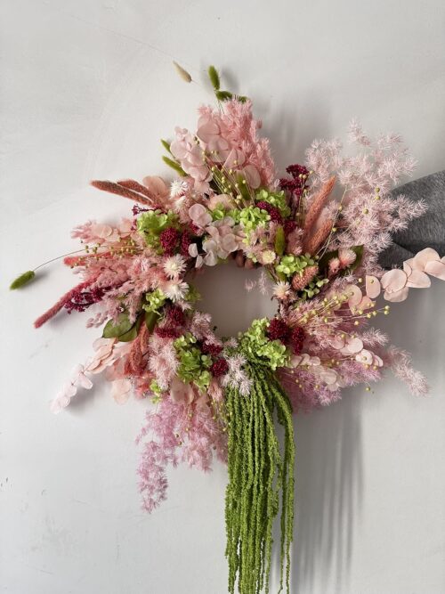 Wianek różowo - zielony